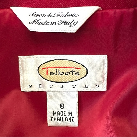 Talbots Womens Wool Blend Red Blazer Crest Buttons Jacket Coat Lined Sz 8 - Picture 7 of 8